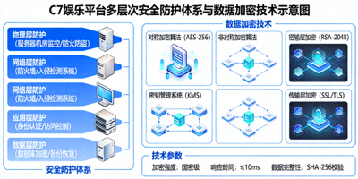 C7娱乐平台多层次安全防护体系与数据加密技术示意图